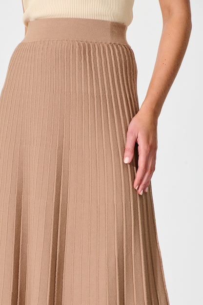Empire Midi Knit Skirt in Mocha