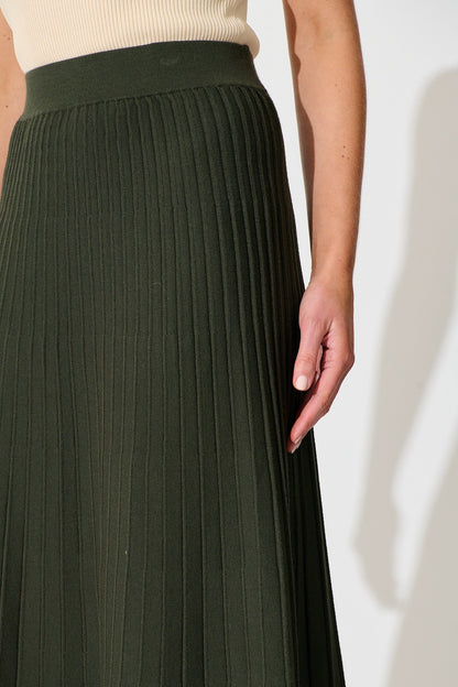 Empire Midi Knit Skirt in Emerald