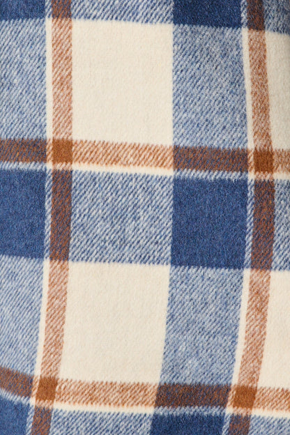 Mariana Shacket in Cream with Blue Check Wool Blend
