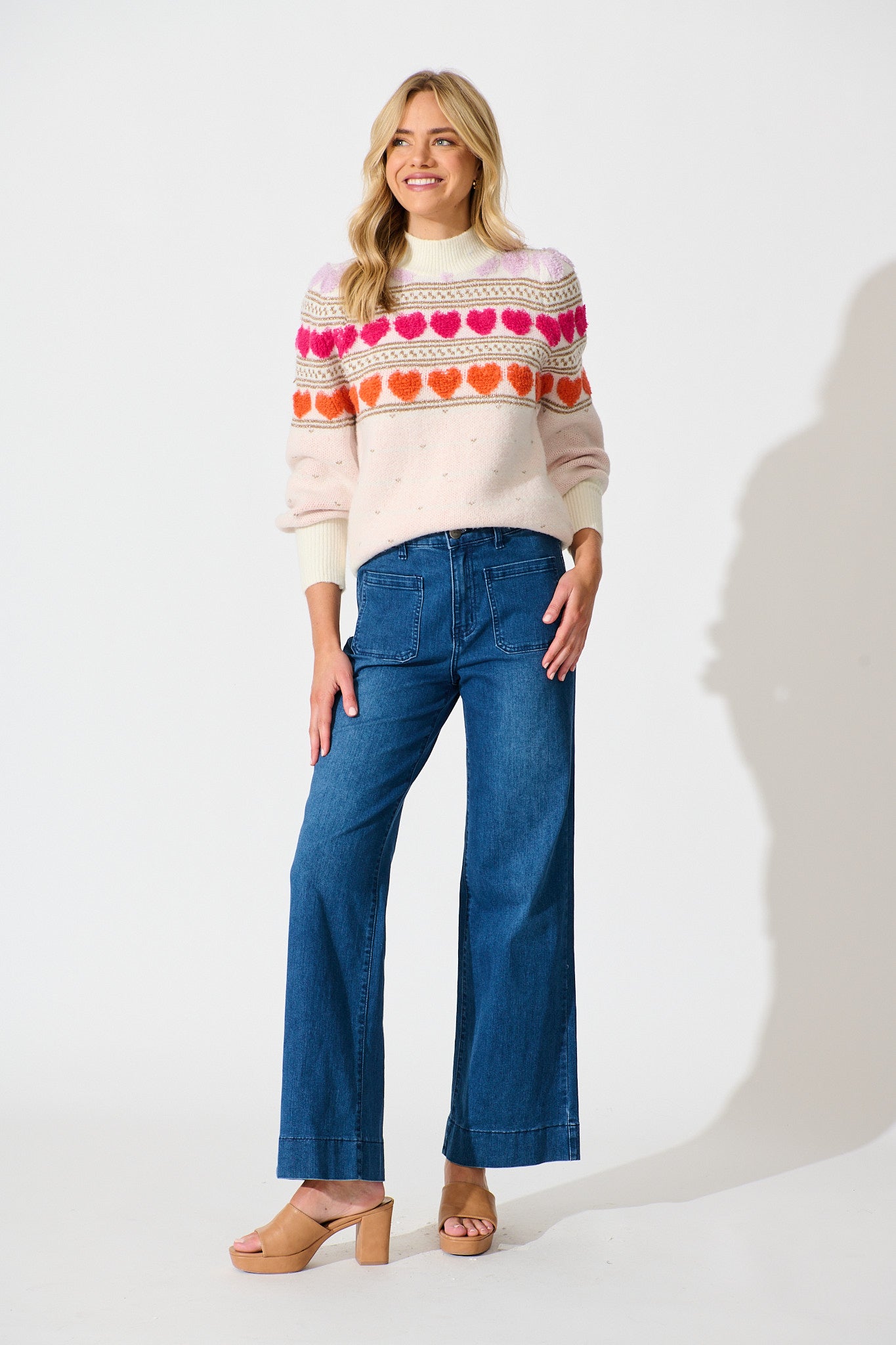 Nikita Heart Jumper in Pastel Multi Wool Blend