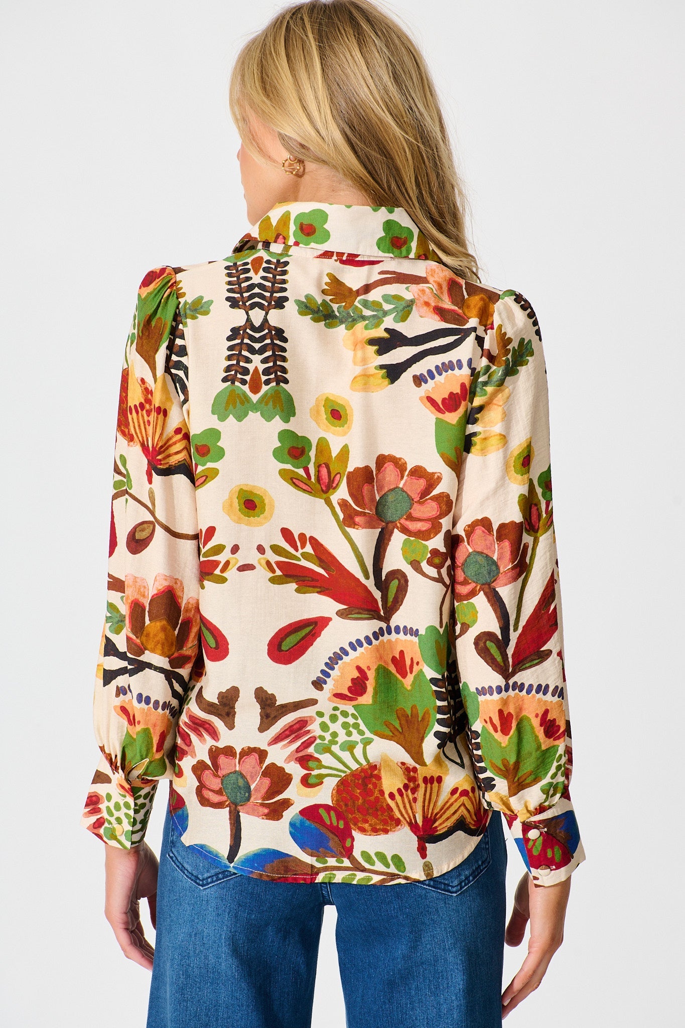Willow Breeze Shirt in Cream with Multi Floral Print
