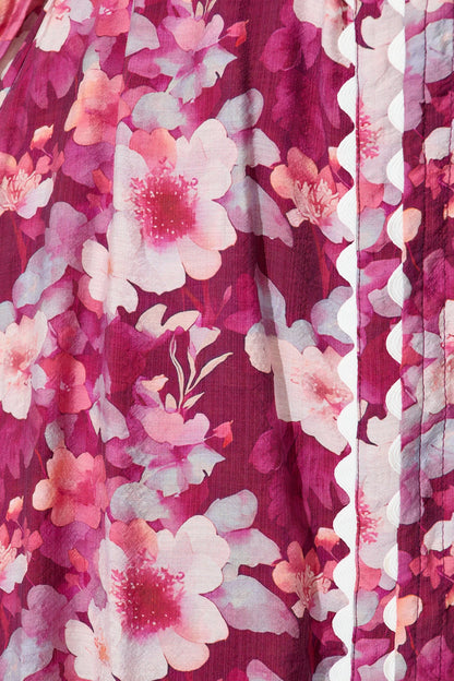 Dreamy Dusk Midi Shirt Dress in Plum Floral