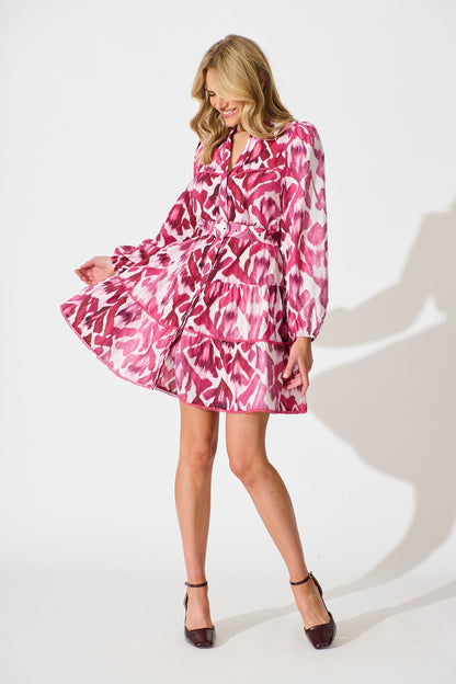 Art Of Attraction Dress in Wine with Pink Cotton Blend