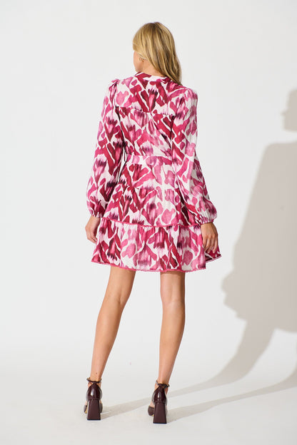 Art Of Attraction Dress in Wine with Pink Cotton Blend