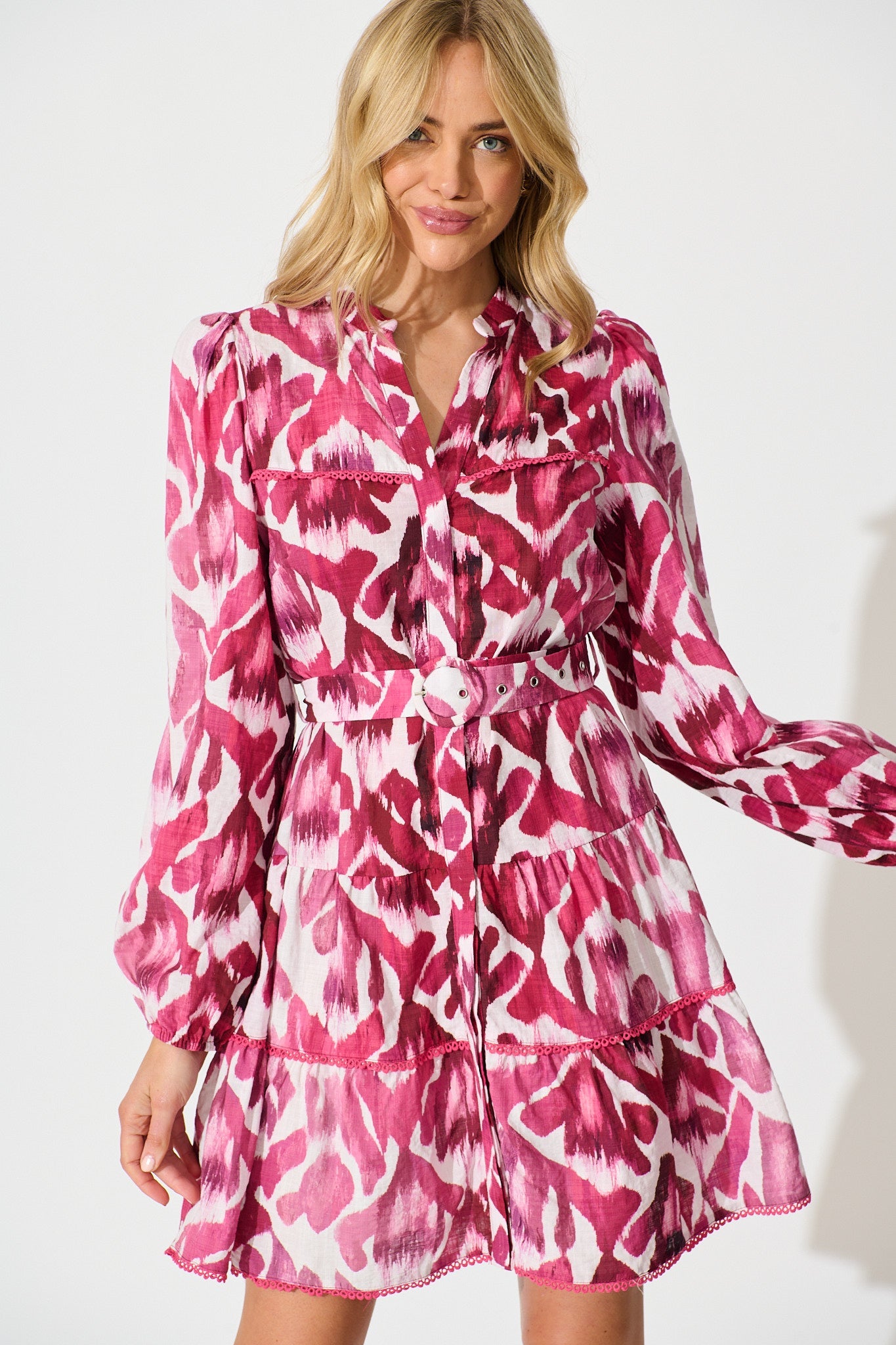 Art Of Attraction Dress in Wine with Pink Cotton Blend