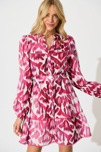 Art Of Attraction Dress in Wine with Pink Cotton Blend