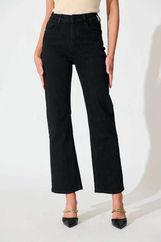 Atwood High Rise Relaxed Leg Jean in Black Denim