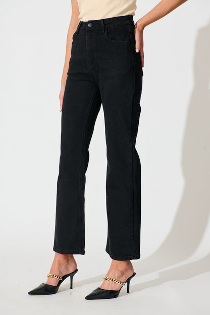 Atwood High Rise Relaxed Leg Jean in Black Denim
