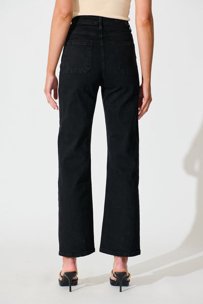 Atwood High Rise Relaxed Leg Jean in Black Denim