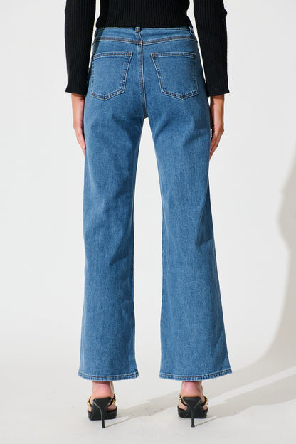 Roxana High Rise Wide Leg Jean in Mid Blue Denim