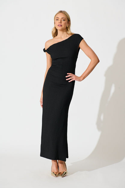 Malena One Shoulder Maxi Dress in Black
