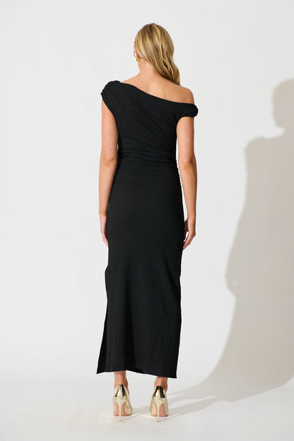 Malena One Shoulder Maxi Dress in Black