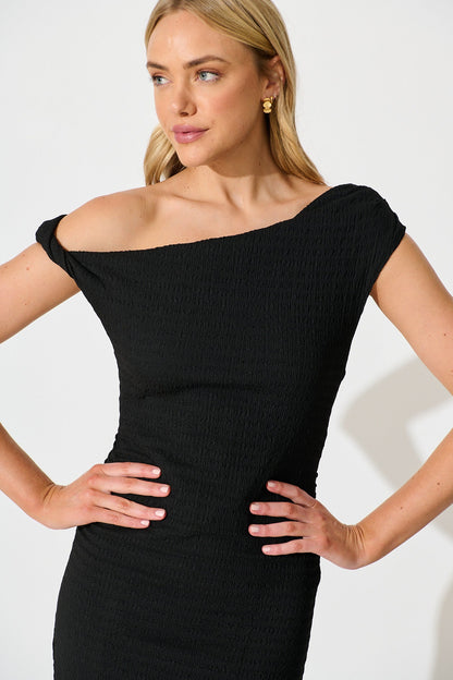 Malena One Shoulder Maxi Dress in Black