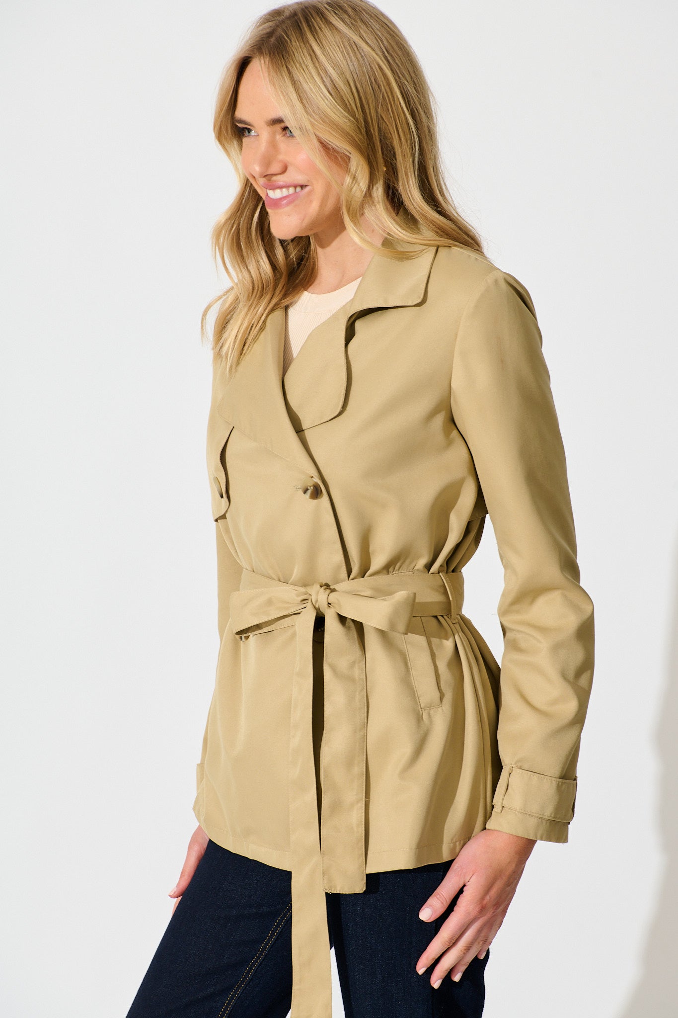 Drew Trench Jacket in Beige