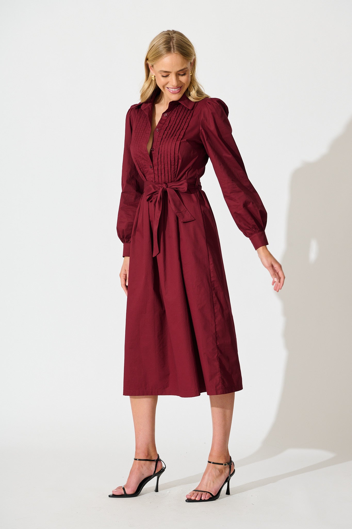 Ellery Midi Dress in Wine Cotton