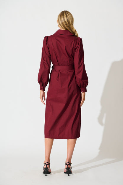 Ellery Midi Dress in Wine Cotton
