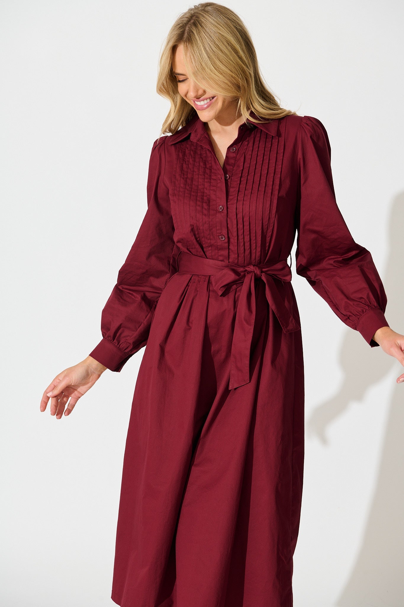 Ellery Midi Dress in Wine Cotton
