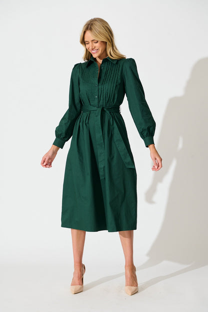Ellery Midi Dress in Emerald Cotton