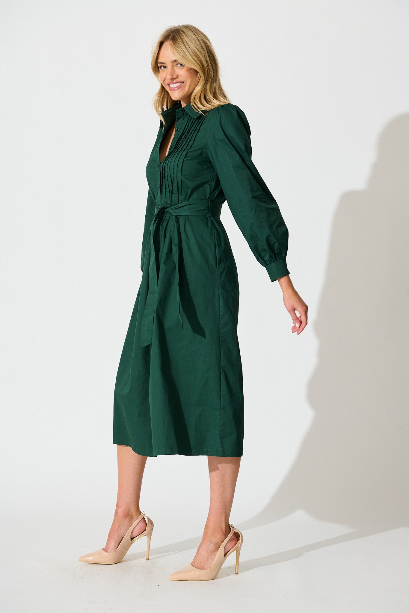 Ellery Midi Dress in Emerald Cotton