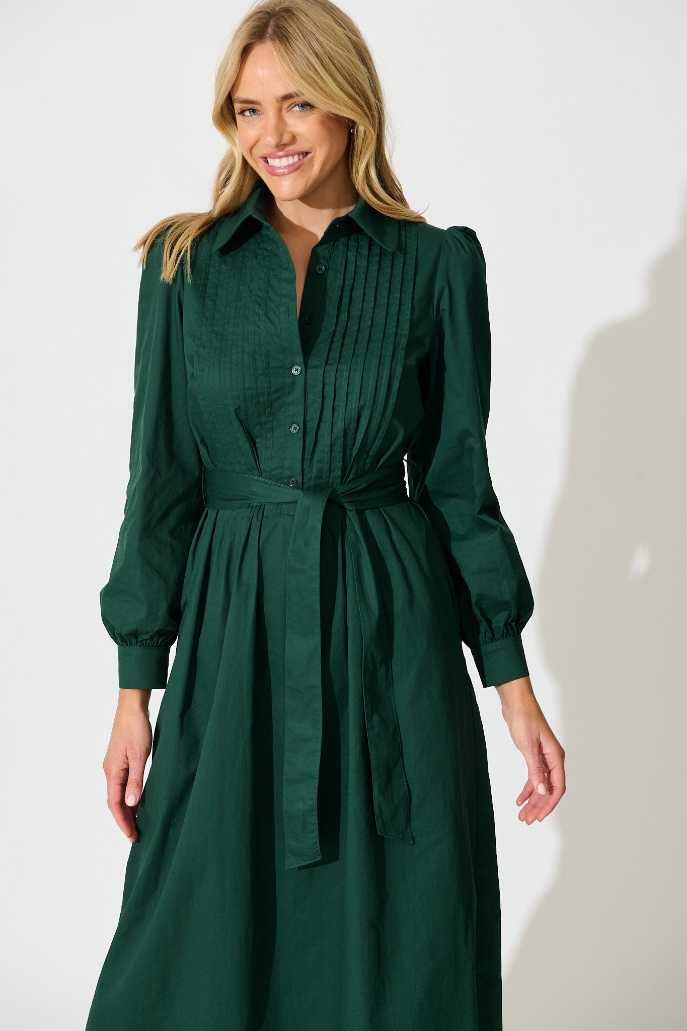 Ellery Midi Dress in Emerald Cotton