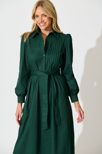 Ellery Midi Dress in Emerald Cotton