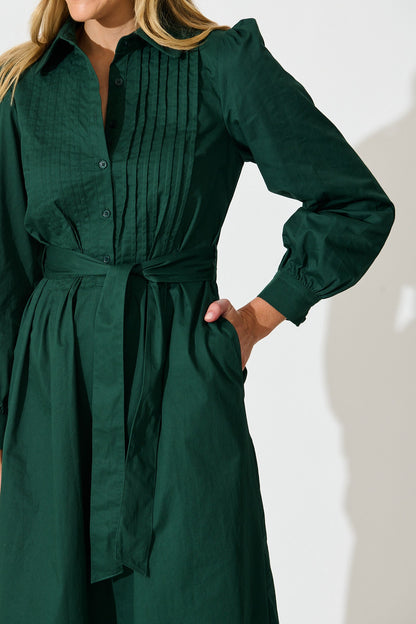 Ellery Midi Dress in Emerald Cotton