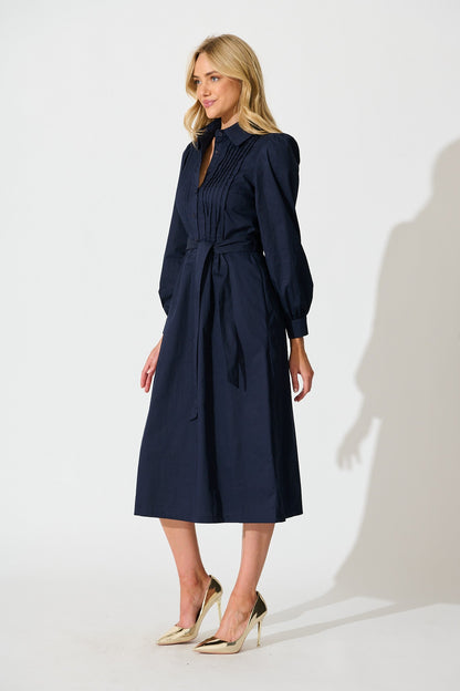 Ellery Midi Dress in Navy Cotton