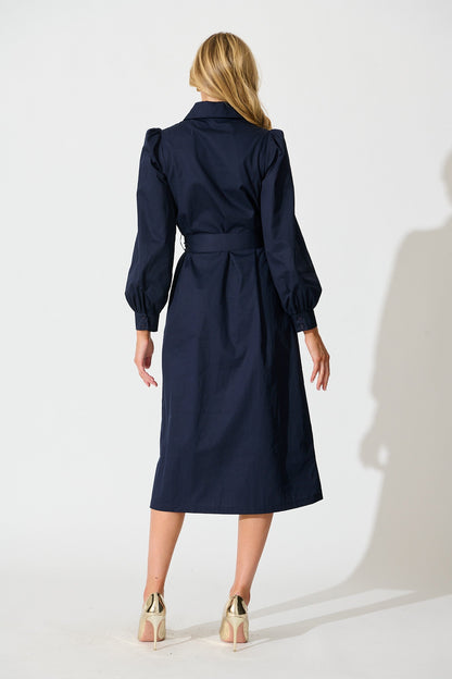 Ellery Midi Dress in Navy Cotton
