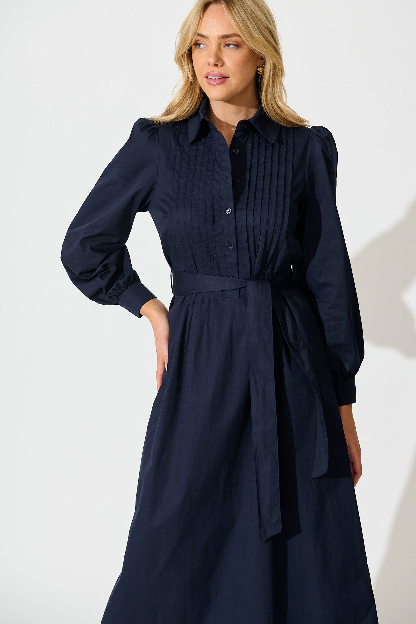 Ellery Midi Dress in Navy Cotton