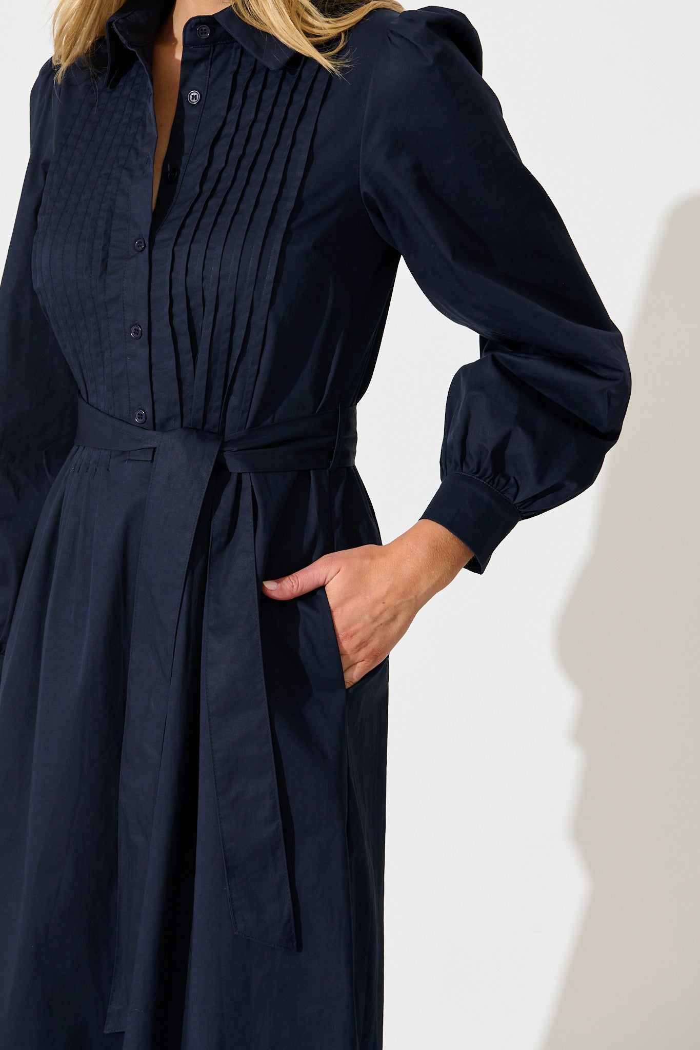 Ellery Midi Dress in Navy Cotton