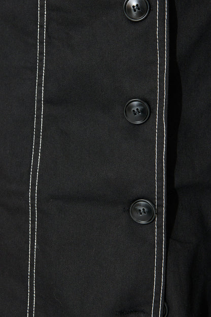 Jules Coat in Black with Contrast Stitch Cotton Blend