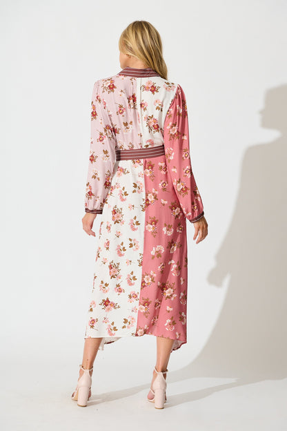 Blossom Kisses Maxi Shirt Dress in Pink and Blush Floral