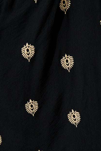 Peggy Maxi Shirt Dress in Black Embroidery