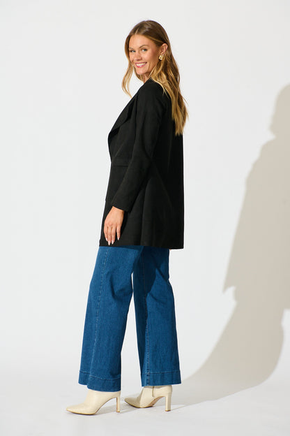 Rowan Jacket in Black Suedette