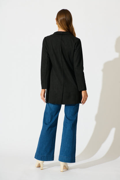 Rowan Jacket in Black Suedette