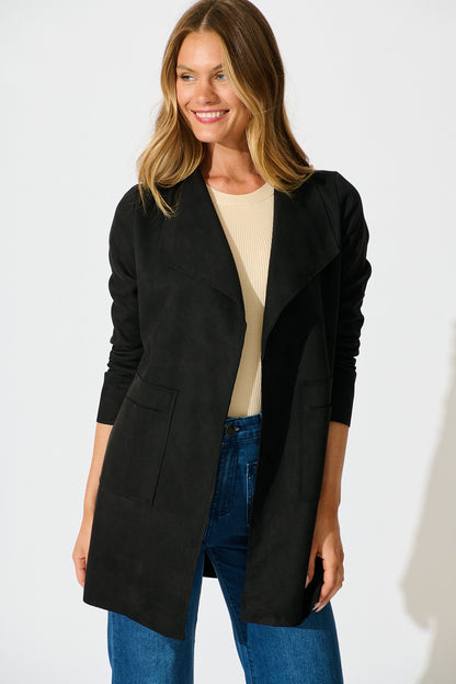 Rowan Jacket in Black Suedette