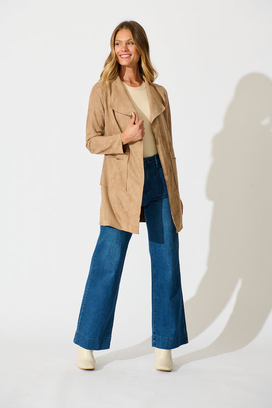 Rowan Jacket in Light Brown Suedette