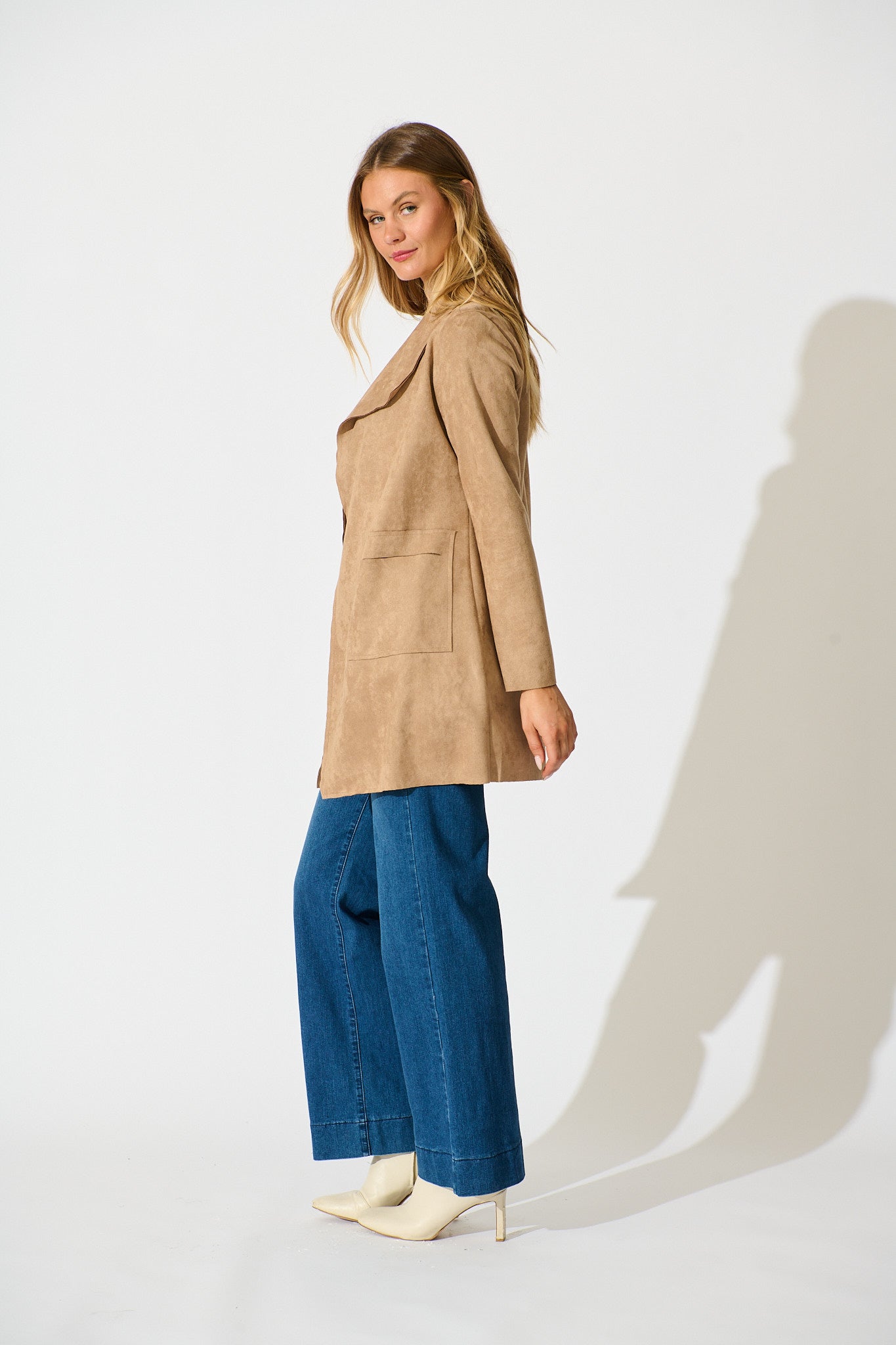 Rowan Jacket in Light Brown Suedette