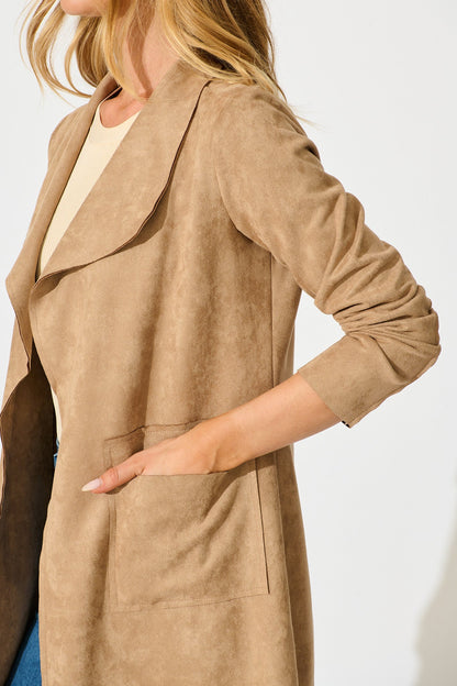 Rowan Jacket in Light Brown Suedette