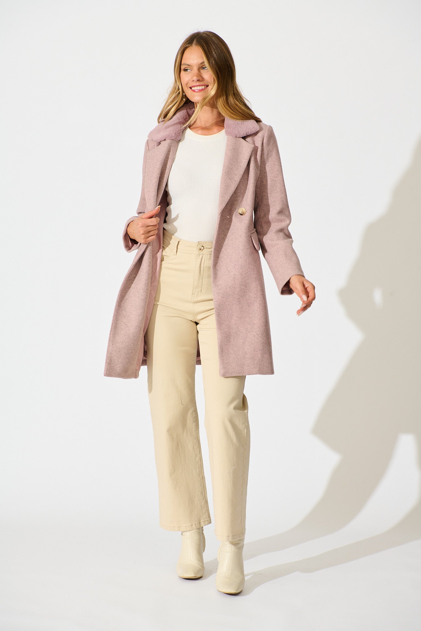 Aretha Coat in Pink Marle