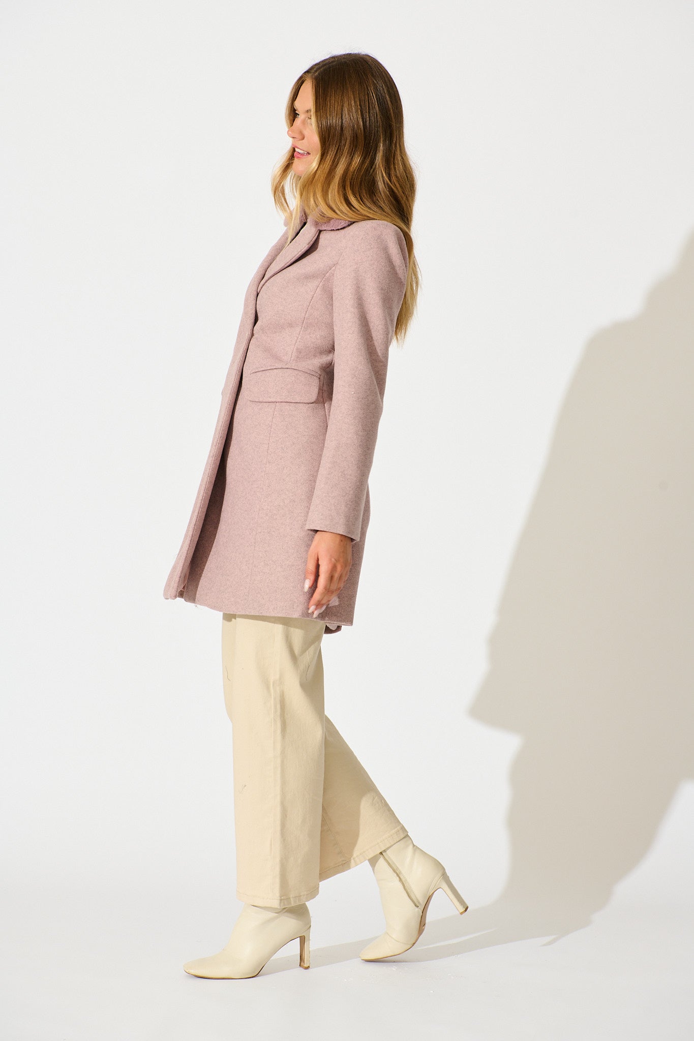 Aretha Coat in Pink Marle