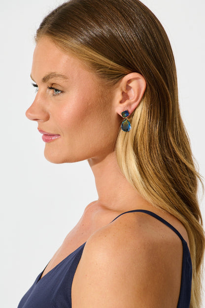 Polly Drop Earrings in Blue Gradient Stone