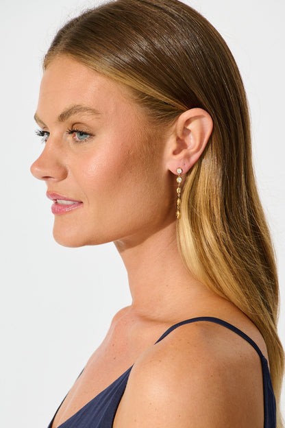 Sorella Drop Earrings in Gold with Cubic Zirconia