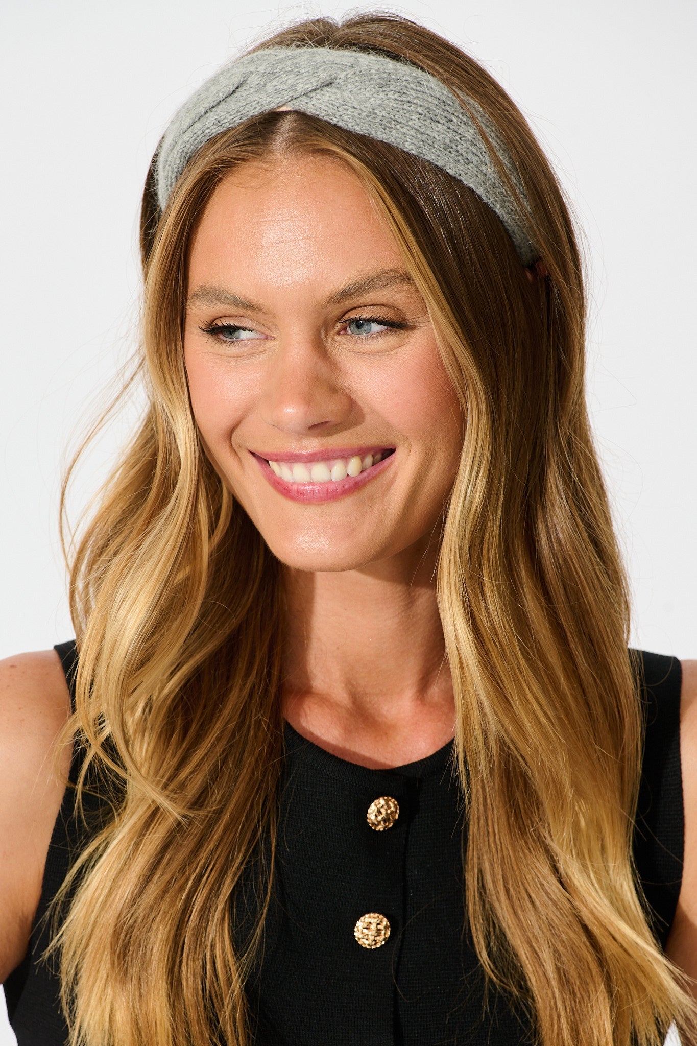 Anica Knitted Headband in Grey Marle