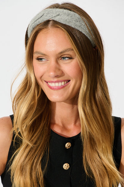 Anica Knitted Headband in Grey Marle