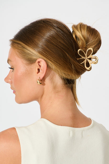 Floraly Metal Hair Claw in Rose Gold