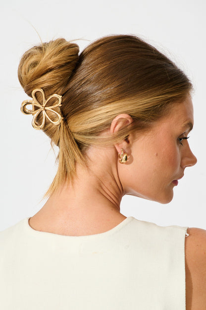 Floraly Metal Hair Claw in Rose Gold