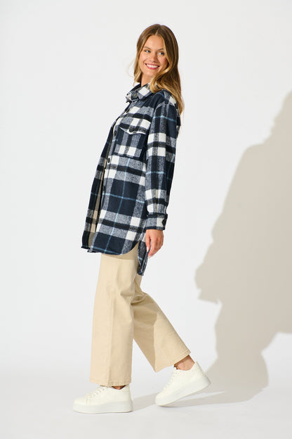 Ursula Shacket in Navy Check