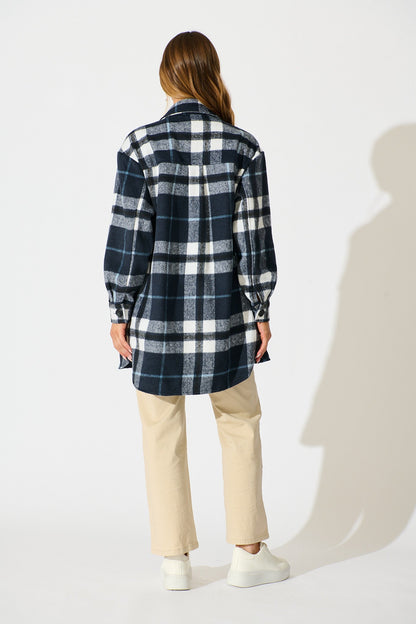 Ursula Shacket in Navy Check