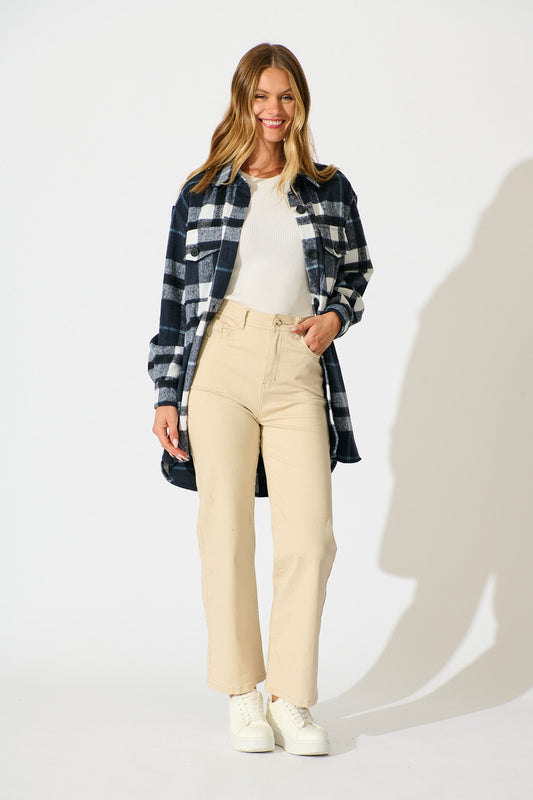 Ursula Shacket in Navy Check